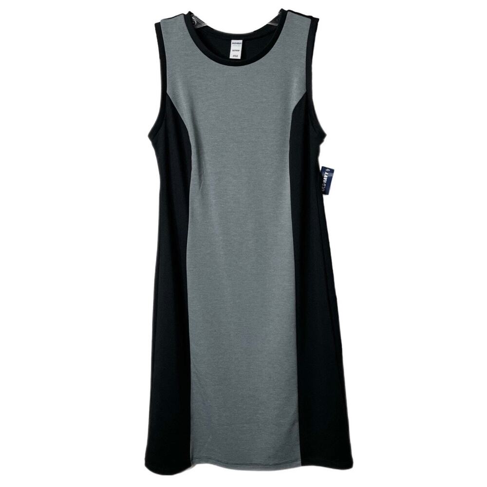 Old Navy Women's Bodycon Dress XS Colorblock Black & Gray Sleeveless Ponte Knit - Picture 2 of 8